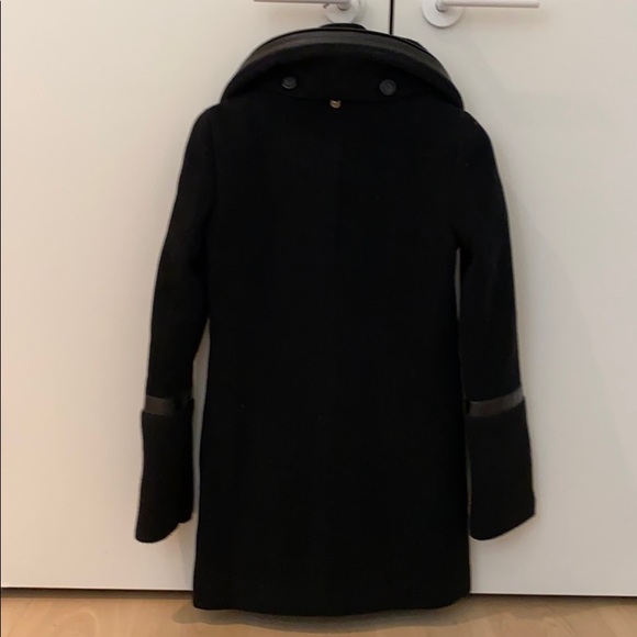 MACKAGE Wool Peacoat XXS, black with leather trim - Picture 6 of 10